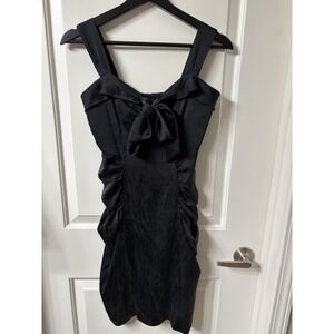 Vintage Betsey Johnson Black Made In USA Stretch Silk Draped Wiggle Dress Size 4